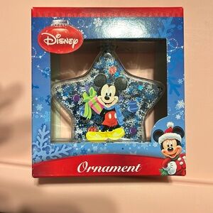 Disney Mickey Mouse Glitter Confetti Filled Glass Star Christmas Tree Ornament
